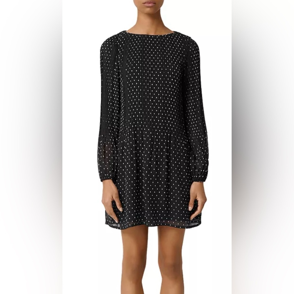Maje Rokito Long Sleeve Black And White Spot Dress Size 4